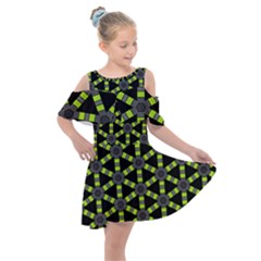 Backgrounds Green Grey Lines Kids  Shoulder Cutout Chiffon Dress by HermanTelo