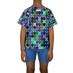 Geometric Background Colorful Kids  Short Sleeve Swimwear