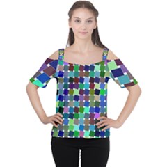 Geometric Background Colorful Cutout Shoulder Tee