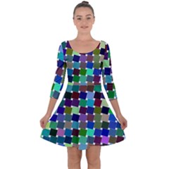 Geometric Background Colorful Quarter Sleeve Skater Dress by HermanTelo