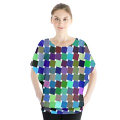 Geometric Background Colorful Batwing Chiffon Blouse