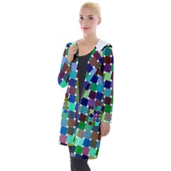 Geometric Background Colorful Hooded Pocket Cardigan