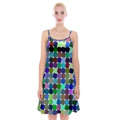 Geometric Background Colorful Spaghetti Strap Velvet Dress