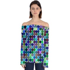 Geometric Background Colorful Off Shoulder Long Sleeve Top by HermanTelo