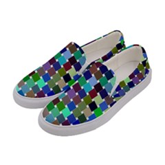 Geometric Background Colorful Women s Canvas Slip Ons by HermanTelo