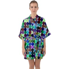 Geometric Background Colorful Quarter Sleeve Kimono Robe