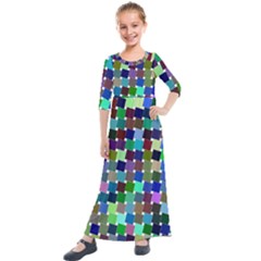 Geometric Background Colorful Kids  Quarter Sleeve Maxi Dress by HermanTelo