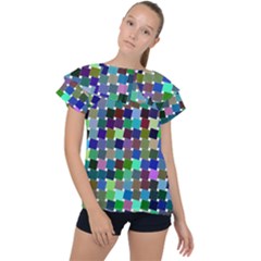 Geometric Background Colorful Ruffle Collar Chiffon Blouse