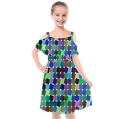 Geometric Background Colorful Kids  Cut Out Shoulders Chiffon Dress