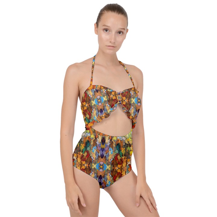 ML-C6-2 Scallop Top Cut Out Swimsuit