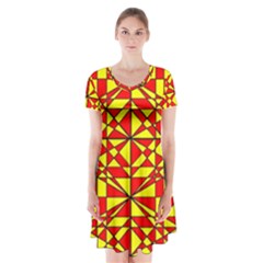 Rby-3-4 Short Sleeve V-neck Flare Dress by ArtworkByPatrick