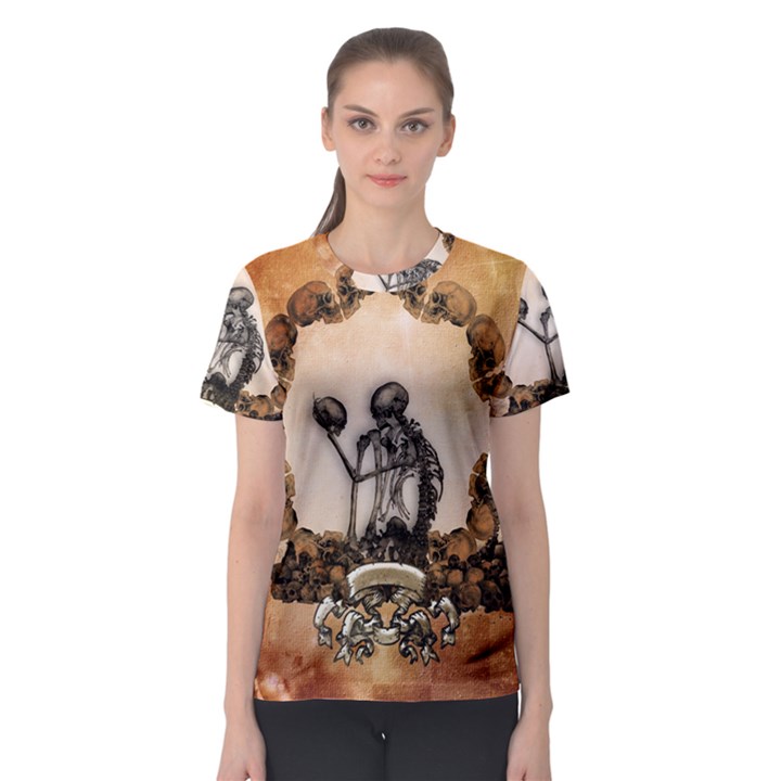 Awesome Skeleton With Skulls Women s Sport Mesh Tee