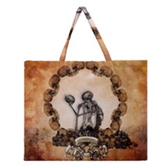 Awesome Skeleton With Skulls Zipper Large Tote Bag by FantasyWorld7