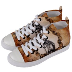 Awesome Skeleton With Skulls Women s Mid-top Canvas Sneakers by FantasyWorld7