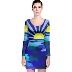 Sunset On The Lake Long Sleeve Velvet Bodycon Dress