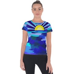 Sunset On The Lake Short Sleeve Sports Top  by bloomingvinedesign