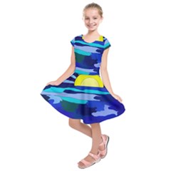 Sunset On The Lake Kids  Short Sleeve Dress