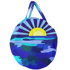 Sunset On The Lake Giant Round Zipper Tote by bloomingvinedesign