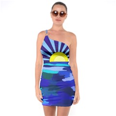 Sunset On The Lake One Soulder Bodycon Dress