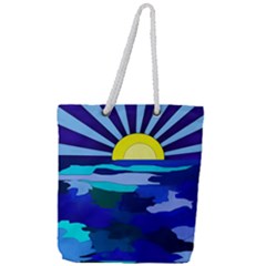 Sunset On The Lake Full Print Rope Handle Tote (large) by bloomingvinedesign