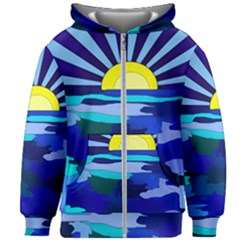 Sunset On The Lake Kids  Zipper Hoodie Without Drawstring