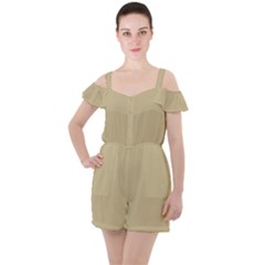 Cream Ruffle Cut Out Chiffon Playsuit by designsbyamerianna