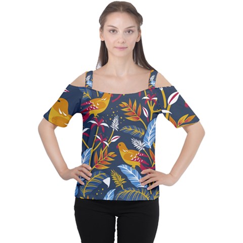 Colorful Birds In Nature Cutout Shoulder Tee by Sobalvarro