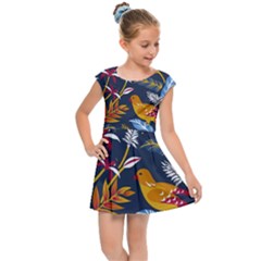 Colorful Birds In Nature Kids  Cap Sleeve Dress by Sobalvarro