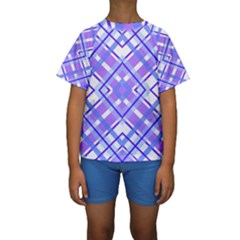 Geometric Plaid Purple Blue Kids  Short Sleeve Swimwear by Mariart