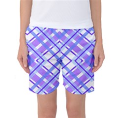 Geometric Plaid Purple Blue Women s Basketball Shorts by Mariart