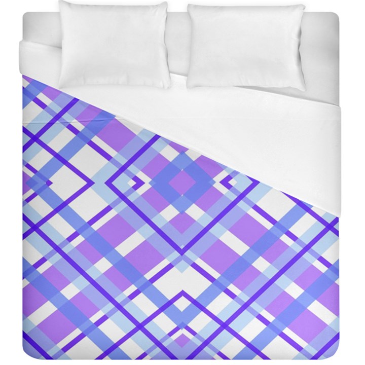 Geometric Plaid Purple Blue Duvet Cover (King Size)