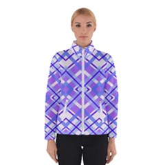 Geometric Plaid Purple Blue Winter Jacket by Mariart