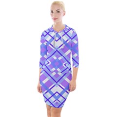 Geometric Plaid Purple Blue Quarter Sleeve Hood Bodycon Dress by Mariart