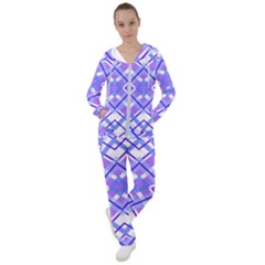 Geometric Plaid Purple Blue Women s Tracksuit