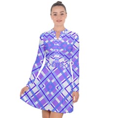 Geometric Plaid Purple Blue Long Sleeve Panel Dress by Mariart