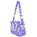 Geometric Plaid Purple Blue Rope Handles Shoulder Strap Bag View1