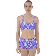 Geometric Plaid Purple Blue Perfect Fit Gym Set by Mariart