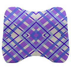 Geometric Plaid Purple Blue Velour Head Support Cushion