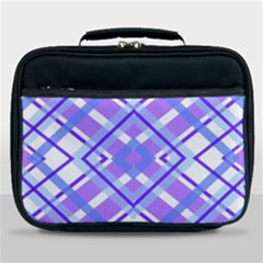 Geometric Plaid Purple Blue Lunch Bag