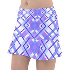 Geometric Plaid Purple Blue Tennis Skirt