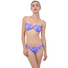 Geometric Plaid Purple Blue Classic Bandeau Bikini Set