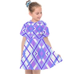 Geometric Plaid Purple Blue Kids  Sailor Dress by Mariart