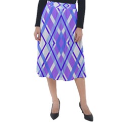 Geometric Plaid Purple Blue Classic Velour Midi Skirt  by Mariart