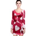 Pink Hearts Pattern Love Shape Long Sleeve Bodycon Dress View1