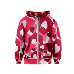 Pink Hearts Pattern Love Shape Kids  Zipper Hoodie by Bajindul