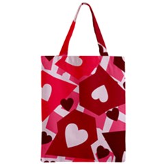 Pink Hearts Pattern Love Shape Zipper Classic Tote Bag by Bajindul