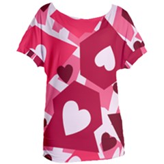 Pink Hearts Pattern Love Shape Women s Oversized Tee by Bajindul