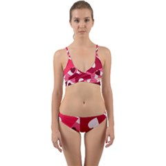 Pink Hearts Pattern Love Shape Wrap Around Bikini Set by Bajindul