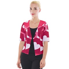 Pink Hearts Pattern Love Shape Cropped Button Cardigan by Bajindul