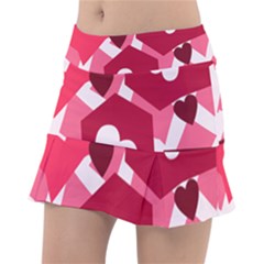 Pink Hearts Pattern Love Shape Tennis Skirt by Bajindul